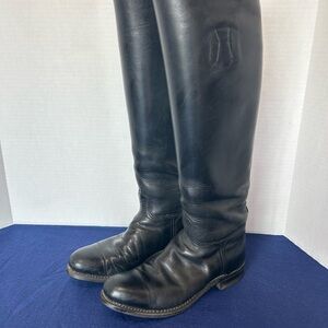 Sleek Black Leather Heeled Boots